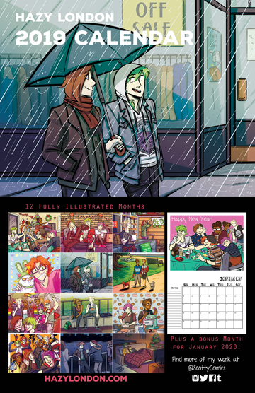 Hazy London 2019 Calendar from Crystal Jayme (Scotty) - Webcomic Merchandise