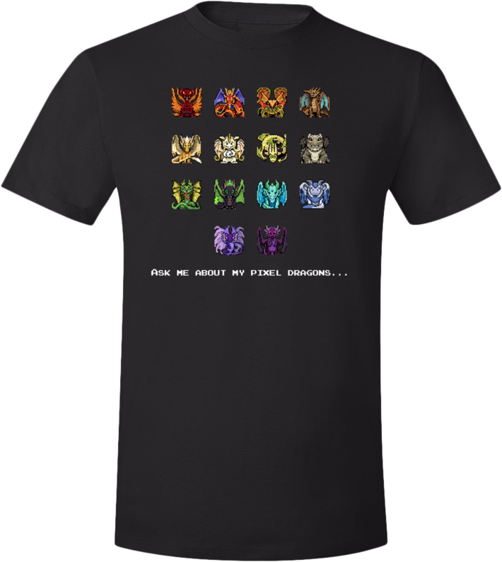 Ask Me About My Pixel Dragons Tee (Unisex) from Flight Rising - Webcomic Merchandise