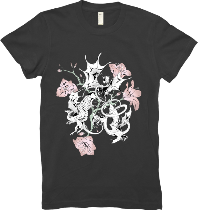 Halftone Lilies Tee (Women's) from Flight Rising - Webcomic Merchandise