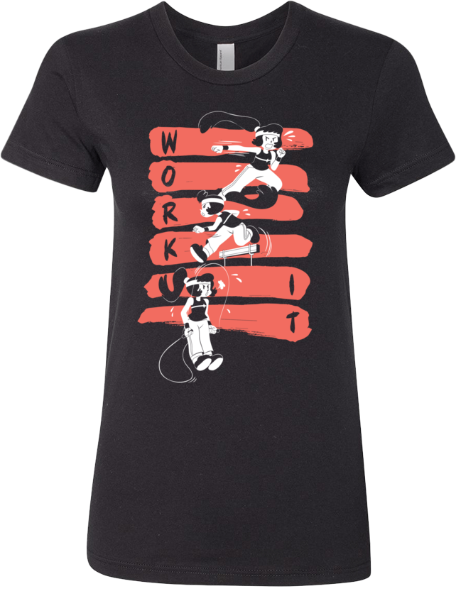 Work It! Red and Black Tee (Women's) from Tove - Webcomic Merchandise