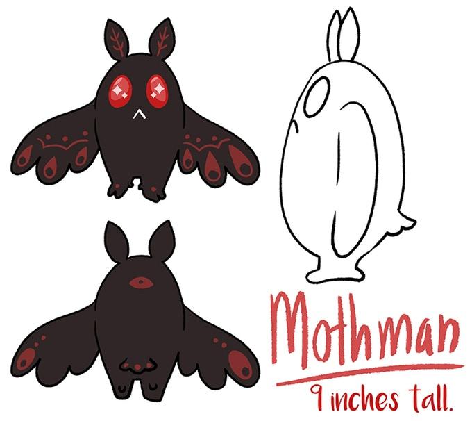 Mothman plush from Namesake - Webcomic Merchandise 