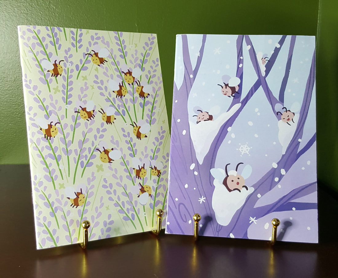 Seasonal Bee Notebooks from Hiveworks - Webcomic Merchandise