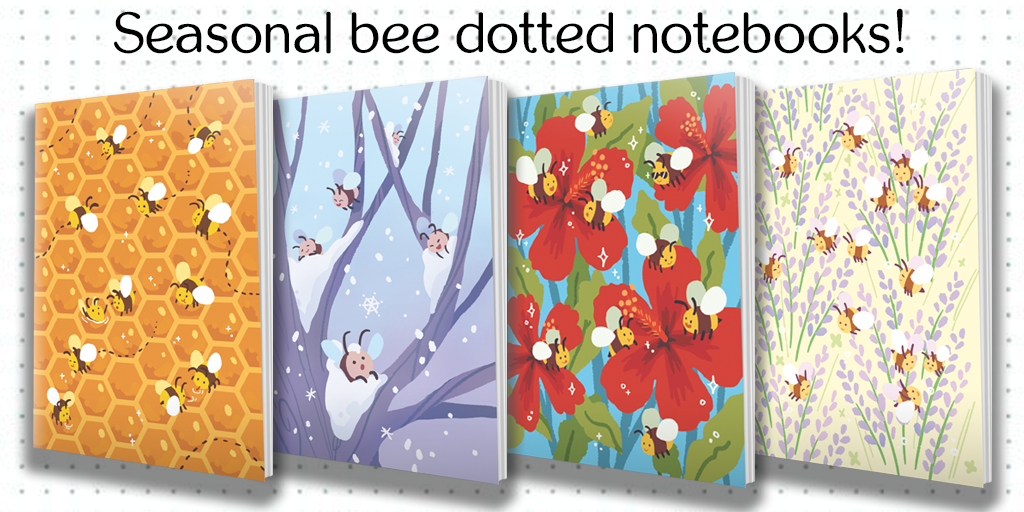 Seasonal Bee Notebooks from Hiveworks - Webcomic Merchandise