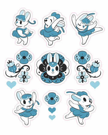 Stutterhug - Fox and Bunny Flower Dance Sticker Sheets