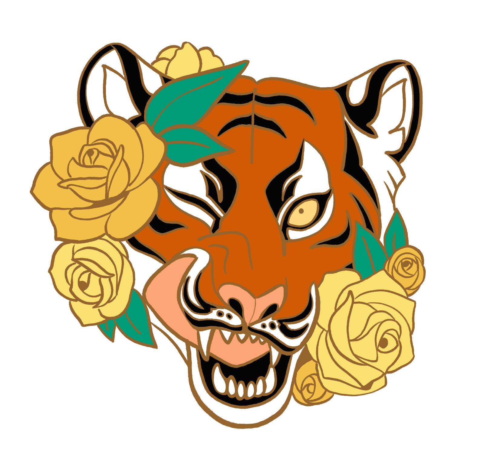Tigress Queen - Tiger and Flowers Enamel Pin