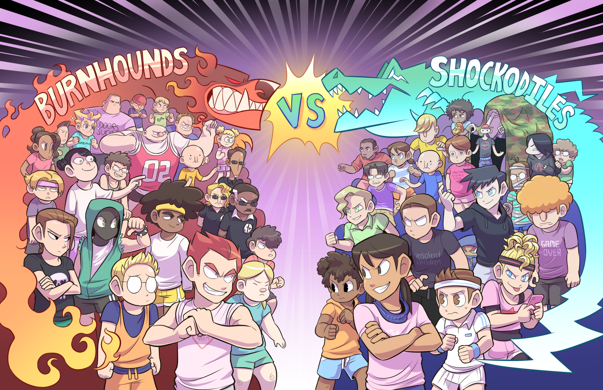 Paranatural - Burnhounds vs Shockodiles print from Paranatural - Webcomic Merchandise 
