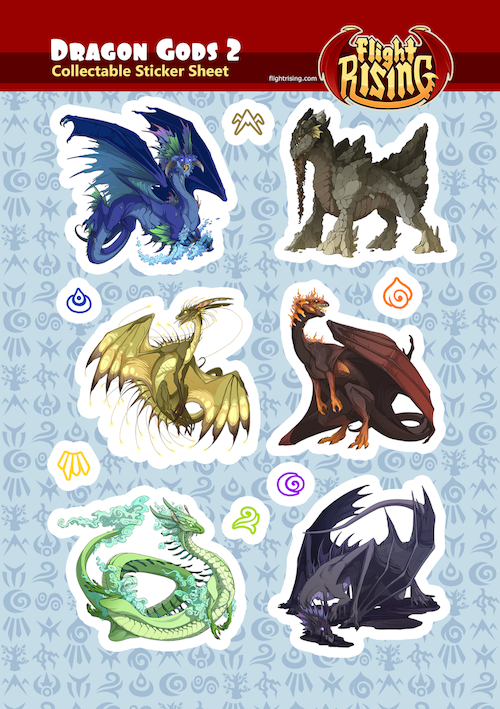 Dragon Gods Sticker Sheet 2 from Flight Rising - Webcomic Merchandise 