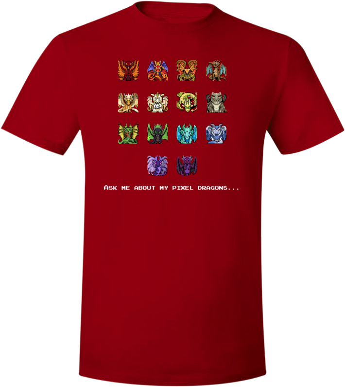 Ask Me About My Pixel Dragons Tee (Unisex) from Flight Rising - Webcomic Merchandise 