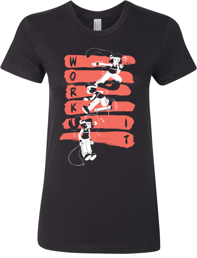 Work It! Red and Black Tee (Women's) from Tove - Webcomic Merchandise 