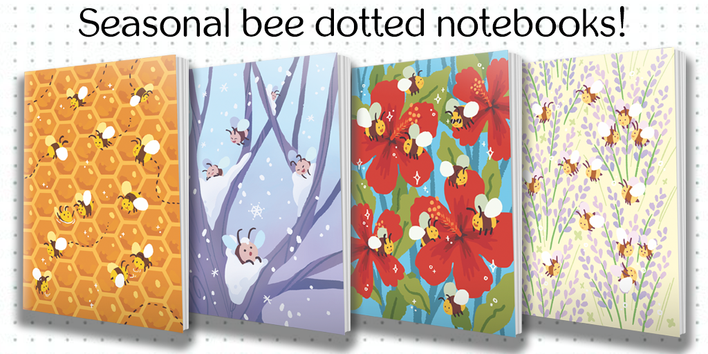 Seasonal Bee Notebooks from Hiveworks - Webcomic Merchandise 