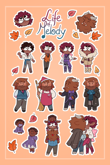 Life of Melody - Postcard and Sticker Set from Peritale - Webcomic Merchandise 