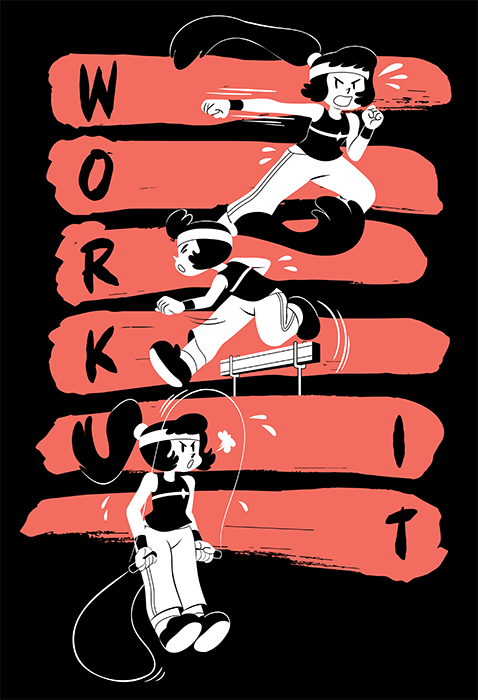 Work It! Red and Black Tee (Women's) from Tove - Webcomic Merchandise 